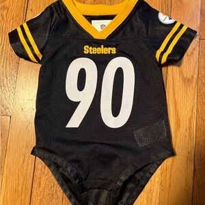 NFL Team Apparel Kids Black and Gold Infant Jersey Bodysuit